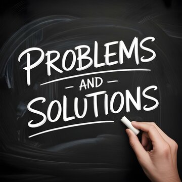 Chalkboard graphic illustrating Problems and Solutions