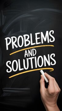 Chalkboard graphic illustrating Problems and Solutions