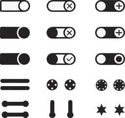 Aufkleber - Collection of minimalist toggle switches plus other user interface icons for design elements and web applications