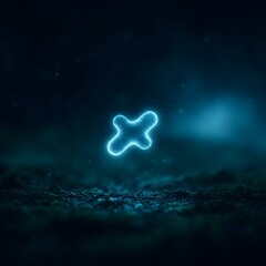 Poster - Glowing microbe shaped icon floating in an health interface