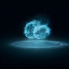 Poster - Glowing microbe shaped icon floating in an health interface