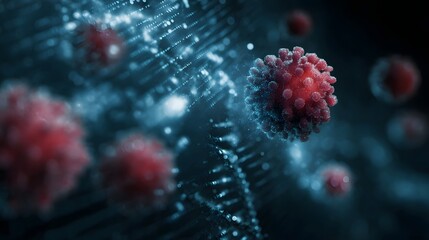 Poster - Microscopic view of a pathogen with genetic code and spread risk data