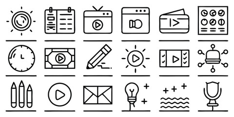 Poster - Collection of hand drawn minimalist icons representing various concepts and design elements
