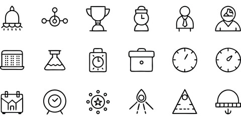 Poster - Set of simple black and white icons for various concepts and business themes