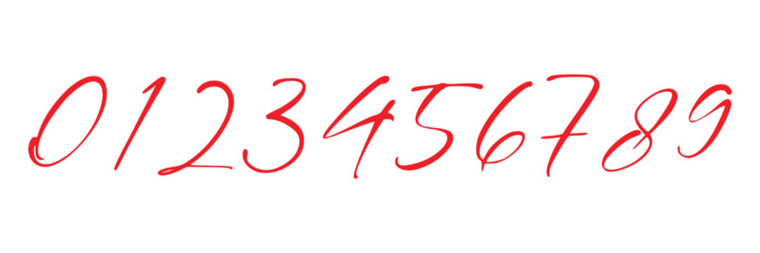 set of brush stroke, marker textured numbers. numbers 1, 2, 3, 4, 5, 6, 7, 8, 9, 0. stylish hand draw brush painted numbers set. bold brush drawn grunge. dirty texture vector. rough brush strokes. 