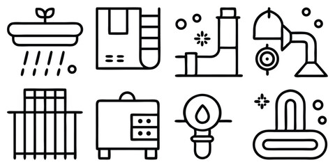 Poster - Collection of minimalist black and white icon designs depicting various concepts and objects.