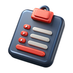 Poster - A vibrant and modern 3d rendering of a checklist icon representing tasks isolated against a black background