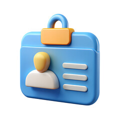 Poster - A vibrant 3d rendering of a plastic-style icon representing an identification badge isolated on a transparent background.