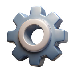 Poster - A meticulously crafted 3d rendering of a cogwheel icon presented in a glossy plastic-style on black background.