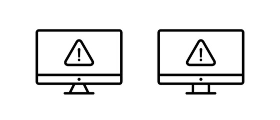 Fototapete - Computer error icon. Warning sign, security threat on PC monitor symbol