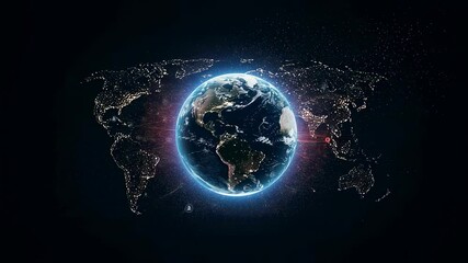 Poster - Planet earth in space. Digital globe network connection data. Global world hologram technology network. Communications data flow.