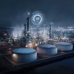 Poster - a smart oil refinery facility with a floating interface displaying system efficiency score