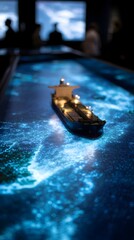 Poster - Oil tanker model navigating across a virtual sea map with fuel display