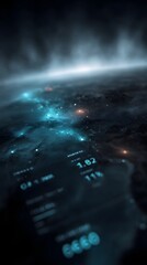 Poster - Futuristic sci fi interface displaying oil production forecast to 2030