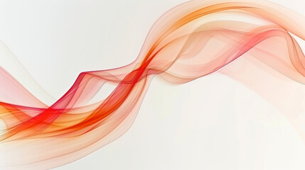 Poster - Colorful smoke trail forming elegant abstract swirl, showcasing vibrant hues of red and orange against soft white background, creating sense of fluidity and motion