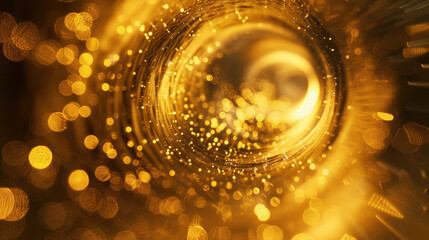 Poster - glowing tunnel filled with shimmering golden particles creates mesmerizing visual effect, evoking se