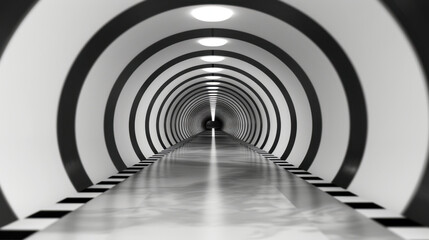 Poster - digital tunnel effect featuring symmetrical lines and sleek, modern design creates captivating visua