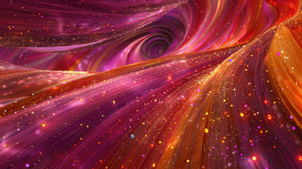 Poster - Vibrant swirl of colors creates mesmerizing abstract background, featuring flowing patterns and sparkling dots that evoke sense of movement and energy. dynamic interplay of hues adds depth