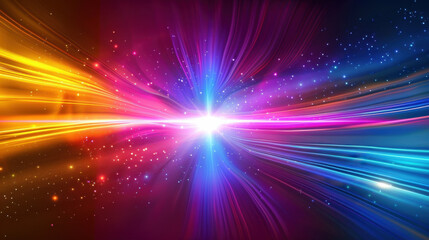 Poster - vibrant waves of light flow through cosmic space, creating mesmerizing blend of colors including blu
