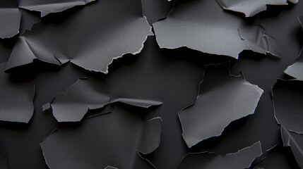Poster - Abstract torn paper texture with sharp shadows creates chaotic yet intriguing visual. interplay of light and dark enhances depth and dimension of composition