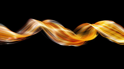 Poster - Twisted fiber wave in high contrast motion creates dynamic visual effect, showcasing vibrant golden hues against dark background, evoking sense of energy and fluidity