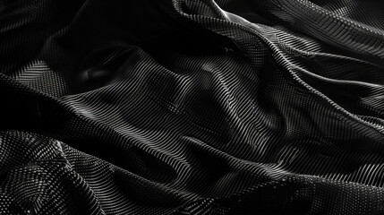 Poster - Close up view of textured fabric showcasing intricate patterns and folds, creating sense of depth and movement. monochromatic tones evoke calm and sophisticated atmosphere