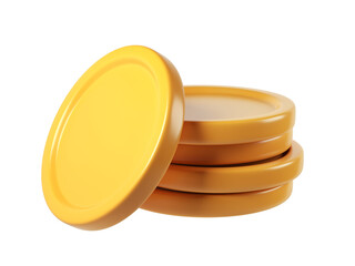 Fototapete - 3d rendering icon of a stack of shiny gold coins leaning against a transparent background, perfect for finance and investment concepts