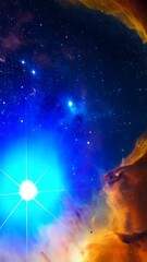 Wall Mural - Vibrant deep space nebula with bright star and swirling celestial dust and cosmic gases