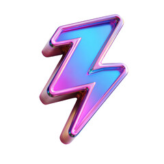 Aufkleber - Vibrant 3D Lightning Bolt Icon with Metallic Edge on Isolated White Background