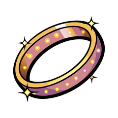 Poster - Colorful cartoon ring with sparkles in pop art style, isolated vector image on transparent background  