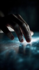 Poster - Hand adjusting CO2 projection slider in holographic UI