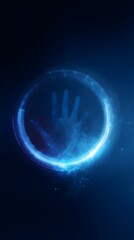 Poster - Glowing circular interface showing hand temperature