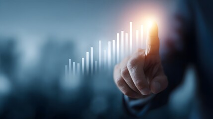 Poster - A person interacting with a virtual data visualization chart