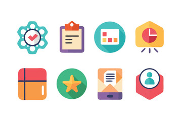 Leinwandbilder - A collection of flat design business and technology icons for various digital applications