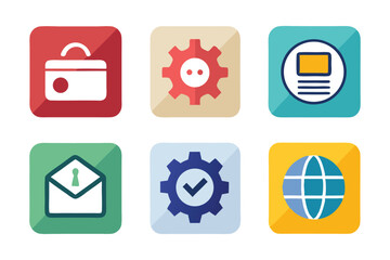 Poster - Collection of colorful flat design icons representing various technology and business concepts