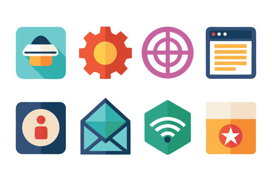 Collection of modern flat design icon set for business application and web design