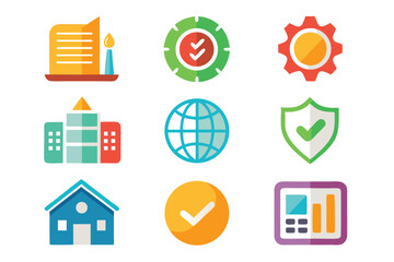 Poster - Colorful flat design icon set featuring business, global, and financial concepts