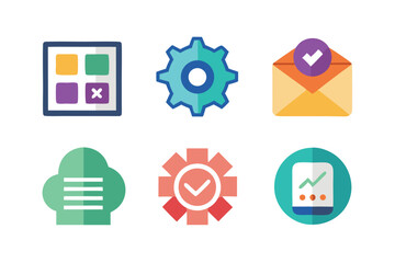 Poster - Colorful flat design icons representing various software applications and communication tools