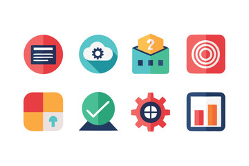 Poster - Colorful flat style icons representing communication business and digital concepts