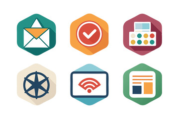 Poster - Colorful modern flat design hexagon icons representing communication and connectivity