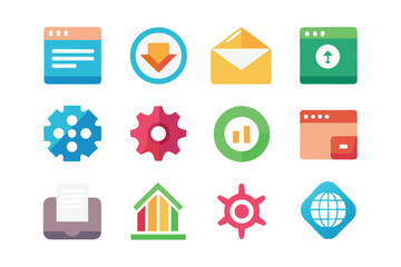Poster - Colorful vector icons representing various concepts such as website email and download options