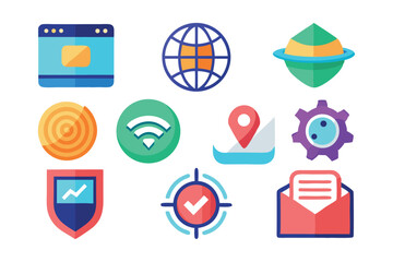 Poster - Colorful vector icons representing web technology location security and communication concepts