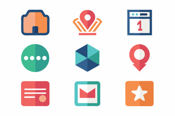 Poster - Nine colorful vector icons representing various app and website user interface elements