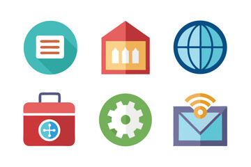 Poster - Set of various flat design icons representing communication and business concepts seamlessly