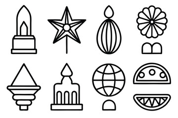 Poster - Eight minimalistic black and white geometric icon illustrations for creative designs and concepts