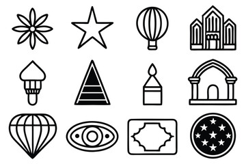 Poster - A collection of minimalist black and white vector icons for various design elements