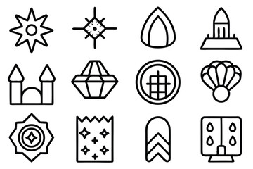 Poster - Collection of elegant black line icons representing various symbols and emblems