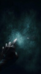 Poster - Hand swiping across a mid air digital interface with a progress bar labeled  Now