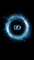 Poster - Glowing circular interface with battery and electricity icons