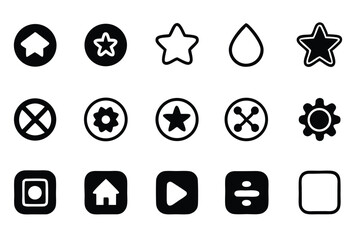Poster - Collection of minimalist black and white interface icons for user interface design projects